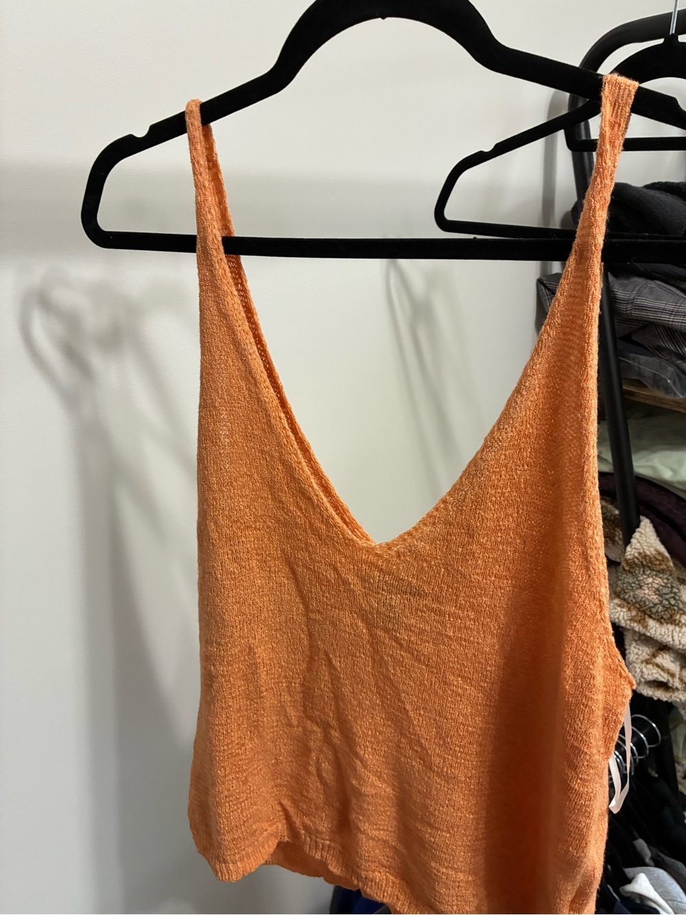 Forever 21 Orange Open-Knit Tank Top